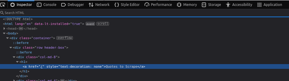 web scraping html exemplo